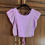 Free People Revolve Lavender Iridescent Crop Open Back Puff Sleeve Top XS Photo 0