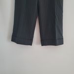 Ann Taylor  Petites Black Pinstripe Cuffed Bottom Wool Blend Capri Pants Size 6P Photo 4