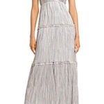 AQUA Women's Formal Dress Size 8 Silver Metallic Ruffled Maxi Skirt A-Line Gown Photo 10