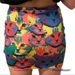Forever 21 Kitty Cat Stretch Warhol Mini Skirt L Large Photo 1