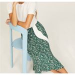 Reformation Bea Midi Foral Skirt Green White Blue Boho Bohemian minimalist Photo 2