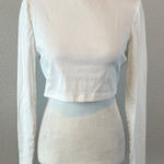SheIn  Cropped Crewneck Long Sleeve TShirt White Size Large (8/10) Photo 0