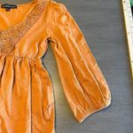 Derek‎ Heart Small Orange Lace Trim Babydoll Blouse Top Long Sleeve Photo 3