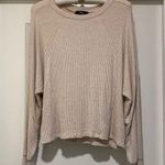 Lulus Thermal Shirt Womens XS Pullover Waffle Knit Top Long Sleeve Beige Photo 0