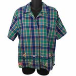 Napa Valley vintage plaid embroidered blouse Green Size M Photo 0