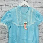 Vintage Springmaid 60s Nightgown Robe Size L Blue Short Sleeve Ruffle New Size L Photo 1
