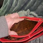 Vintage Red Tignanello Leather Hobo Bag With Chain Accent Photo 5