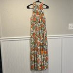 Petal and Pup Orange Floral Halter Cut Out Maxi Dress size 8 Photo 3