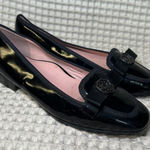 Taryn Rose  Gari Womens Black Patent Leather Rose Bow Loafer Flats Shoes 8 Photo 0