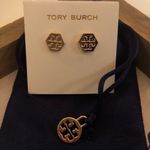 Tory Burch  Gold Logo Stud Earrings Classic Designer NWT Photo 3