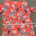 Studio One Coral Paisley Floral Sheath Dress with 3/4 Bishop Sleeves | Large Photo 7