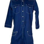 Denimist‎ Dark Wash Button Down Cowboy Romper Size Small Blue Photo 0