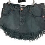 One Teaspoon 4040 Skirt With Low Waist & Raw Hem Size 27 black Denim button fly Photo 0