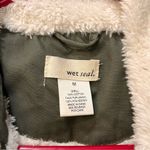 Wet Seal woman’s army green utility vest Sherpa hood Sz Medium Photo 2