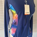 Axesea Zip Up One Purple Tie Dye Long Sleeve Piece Swimwear Swimsuit (NWT) Blue Size 12 Photo 2