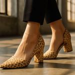 Pilcro and the Letterpress Calf Hair Block Heel Pumps Cheetah Anthropologie 10 Photo 0