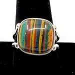 Sterling Silver JAY KING DTR Rainbow Calsilica Cabochon Square Ring Size 11 NWT Photo 0