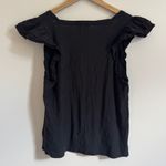 Nation Ltd  Square Neck Top Size Large Ruffle Sleeve Pima cotton black blouse Photo 3