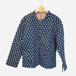 Kantha Blue Indigo Printed Cotton Jacket Size XL Reversible Handmade India Boho Photo 0