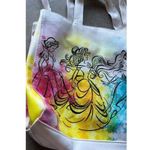 Disney Parks Original Princesses Watercolor White Leather Multicolor Tote Bag Photo 7