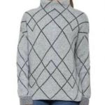 Christian Siriano Arlington Argyle Merino Wool Mock Neck Sweater Small Black Photo 0