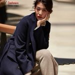 Fleurette Women’s Reese Midnight Double Breasted Wool Peacoat Size 0 Blue Photo 1