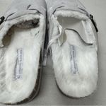 The White Company Grey Suede Corkbed Mule Sandals Womens 9/10 M Sherling Lined Gray Photo 10