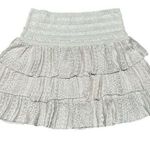 Maje Tiered Ruffle Sparkle Natural Metallic Crochet Mini Skirt, Size 3 Photo 4