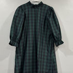 J. Marie Joyce Blue Green Plaid Bow Tie Ruffle Collar Dress Large L Photo 0