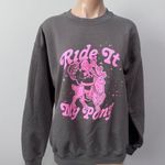 Girl Tribe Co Charlotte NC Ride It My Pony Santa Christmas Sweatshirt Reindeer Gray Size M Photo 0
