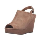 Lucky Brand  Brown Suede Peep Toe Wedge Heels Photo 5