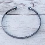 Vintage Cuff Bracelet Dark Metal with Design Gray Photo 3