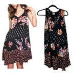 Bila Boho Tiered Baby Doll Flowy Dress Floral Cottage Black Size Small Photo 1