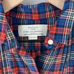 Trovata Birds Of Paradis Marianne Soft Cotton Plaid Ruffle Sleeve Button Up Top Red Size XS Photo 2