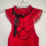 B. Wear  Red Ruffle Blouse Photo 3