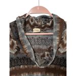 Daytrip Brown Boho Aztec Print Cowl Neck Long Sleeve Top Womens Sz L USA Stretch Photo 2