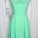 Cynthia Rowley Sea Foam Green Fit Flare Dress Ponte Knit Cut Outs Sz XS Pockets Photo 0