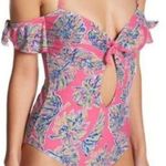 Ymi NWT Swimwear Sz S Beautiful One Piece Swimsuit Pink W Palm Print Tropical! Photo 0