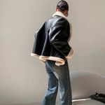 Commense Fleece Lined Faux Leather Jacket size small Black Photo 1