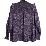 Barbour  Midhurst Top Floral Ditsy Print Smocked Ruffle Lyocell Long Sleeve 8 New Photo 5