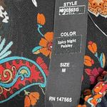 Mix Nouveau Paisley Peasant Midi Skirt Bow Waist Elastic Boho Black Medium Black Photo 1