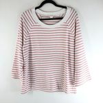 Caslon  Womens Sweatshirt Oversized Wide Sleeve Striped Pink White M Photo 0