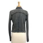 Free People  Asymmetrical Cropped Distressed Moto Jacket Indie Gray size Small Photo 9
