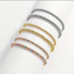 2 Pcs Set Stainless steel Round Beads Bracelet Gold Photo 1