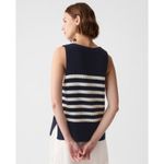 Gap  Relaxed Striped V-Neck 100% Cotton Sweater Vest Navy Ivory Size Small Petite Photo 2