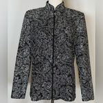 Alex Evenings | Black Embellished Zip Front Formal Jacket Women’s Size Medium Photo 0