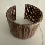 Anthropologie Eco-Resin Banana Fiber Wide Open Cuff Bracelet 1.75" Width Brown Photo 4