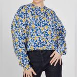 Vans Womens Deco Ditsy Cropped Fleece Crew. Size XS. Blues/Yellows Photo 0