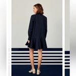 English Factory  Collar Flare Skirt Dress Navy Blue Long Sleeve Dress 2X Photo 1