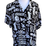 Vintage 80s 90d Koret novelty tribal kitschy print black and white button down M Size M Photo 0